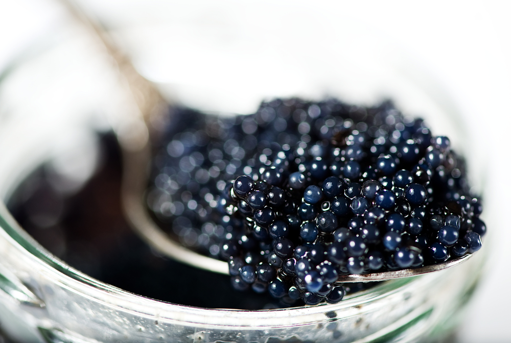 cuchara con caviar negro 